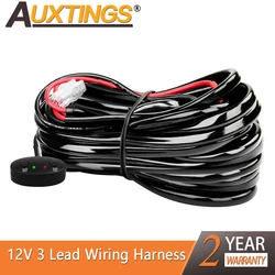 Auxting LED Light Bar Wiring Harness 3 Lead Different Wiring Harness with 12V 40A Relay Two Control Switches for Different Modes