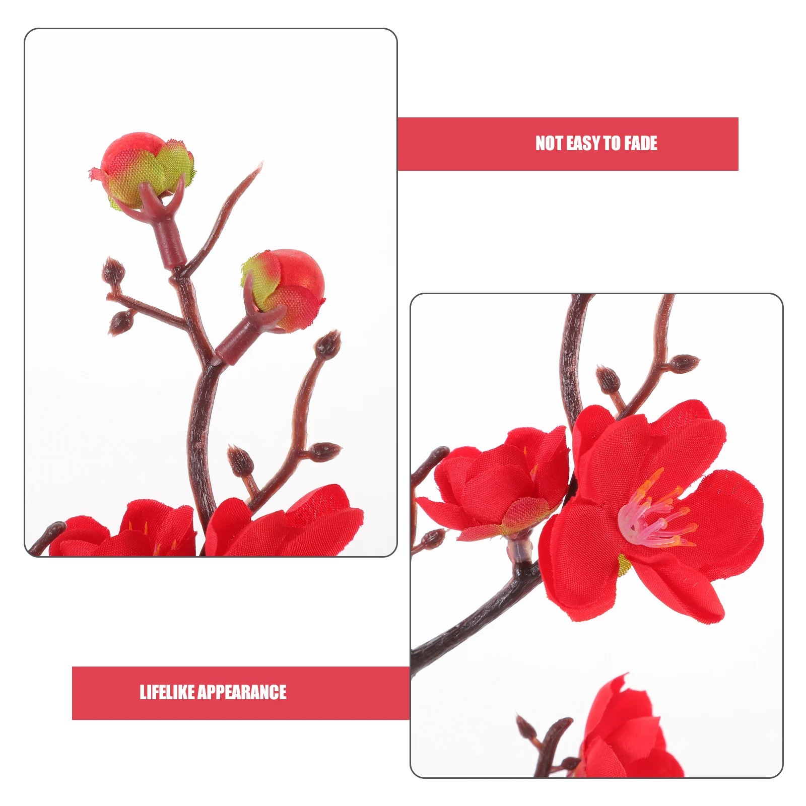 

Artificial Plum Blossom Branches Simulation Flowers Red Office Decor Long Lasting Low Maintenance Lifelike Appearance