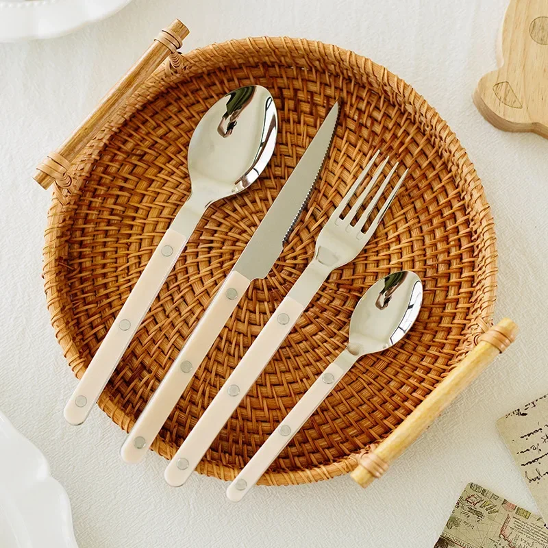 24Pcs France Style Fashion Cutlery Set 18/10 Stainless Steel Gift Flatware 304 Knife Fork Spoon Dinnerware for 6 Drop Shipping