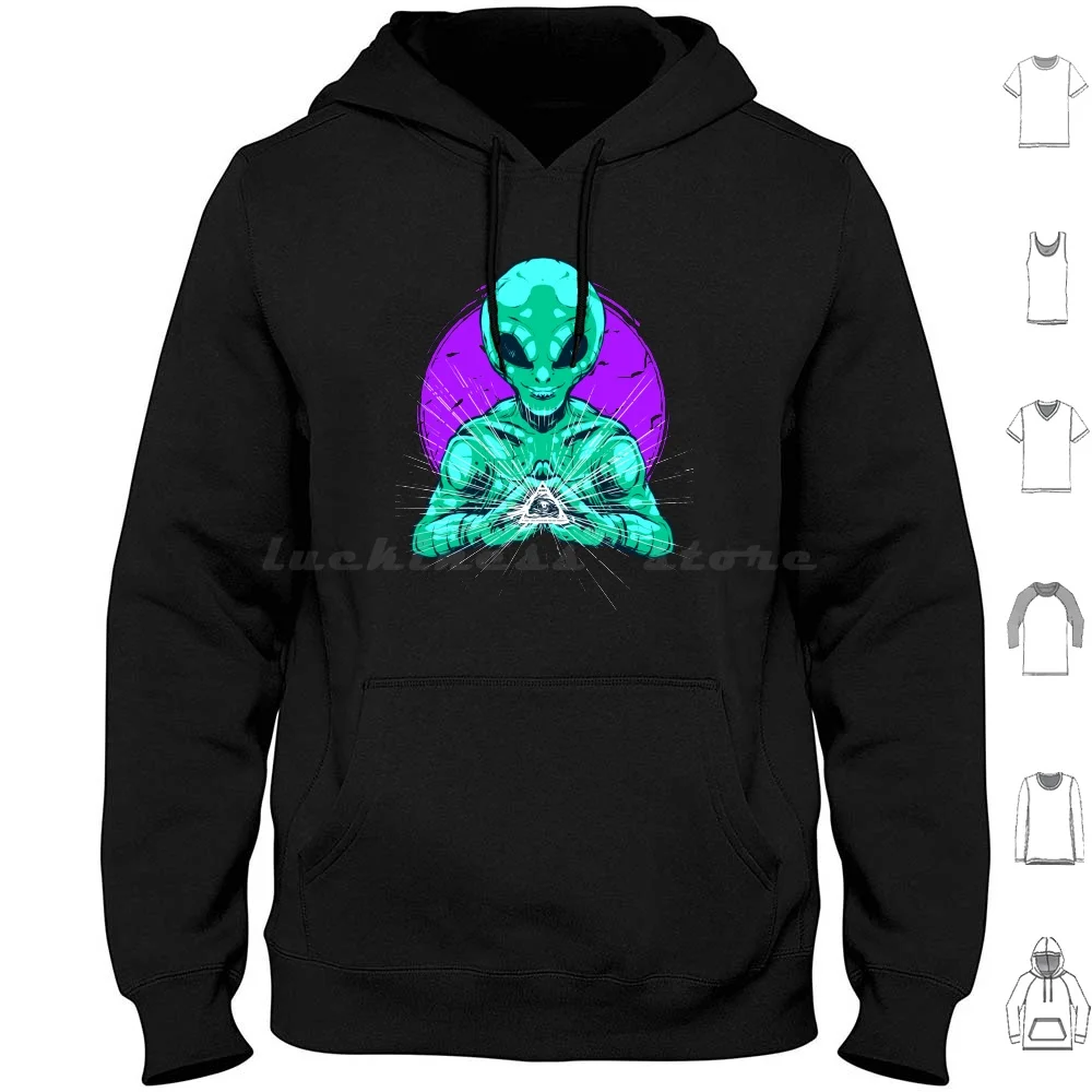 

Popverse-Illuminati Hoodies Long Sleeve Ufo Illuminati Grey Reptilians Astronaut