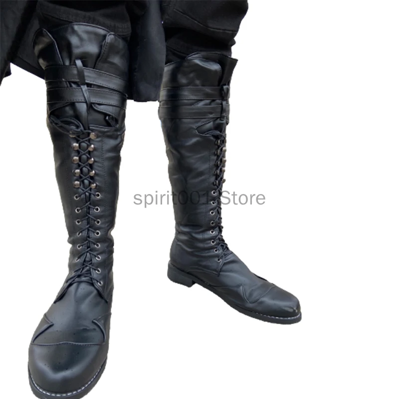 Botas de Cosplay para hombre, zapatos de cuero PU, Pirata, Larp, Medieval, Steampunk, fiesta de carnaval, Caballero de lujo, Invierno