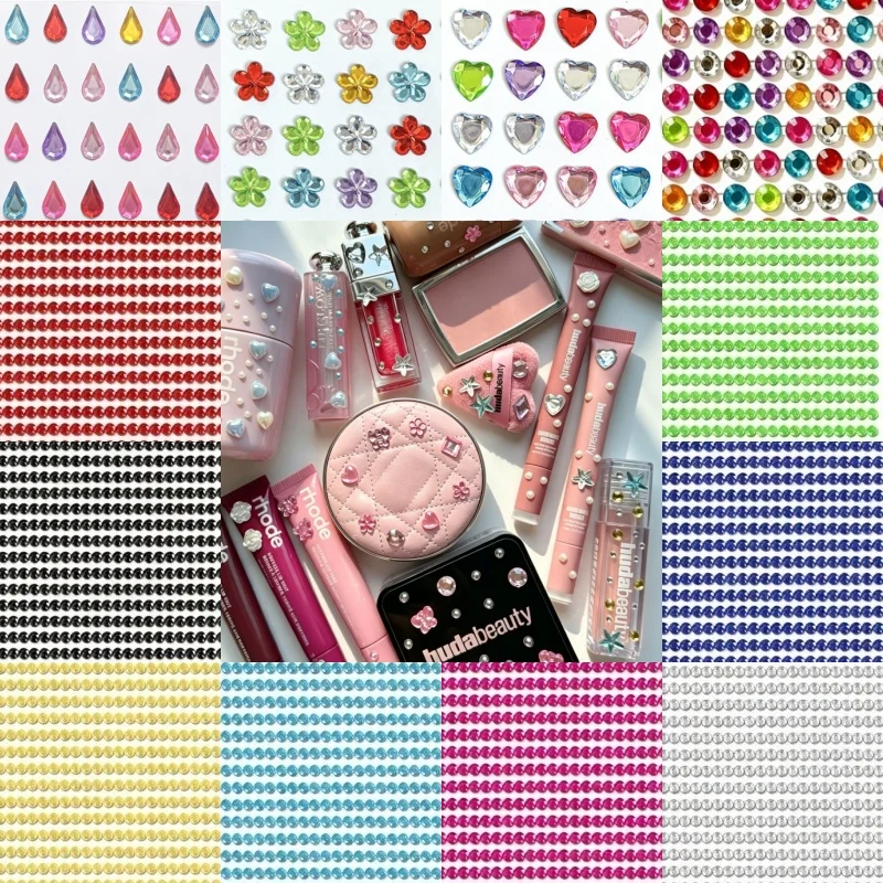 Autocollants en strass cristal autocollants 3/4/5/6mm pour téléphone portable, voiture, tasse, ongles, ordinateur, scrapbooking, autocollants acryliques brillants