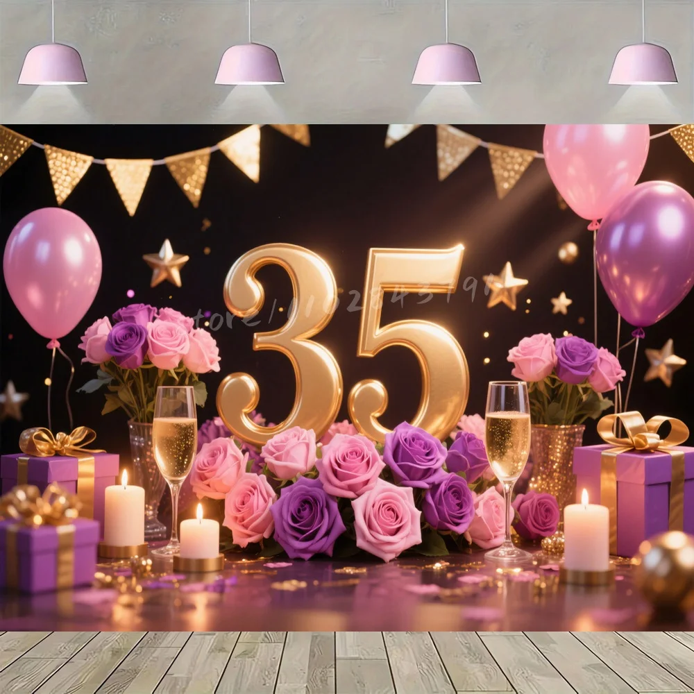 16 18 20 30 35 50 60 80th حفلة عيد ميلاد خلفية الفينيل خلفية بالون هدية شمعة ديكور التصوير الدعامة راية كابينة تصوير