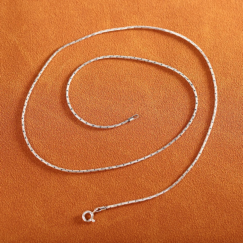 Bamboo Joints Women Chains Necklaces 1.2MM Super Thin Glossy Silver Links Chains 925 Sterling Silver Accessory for Pendants