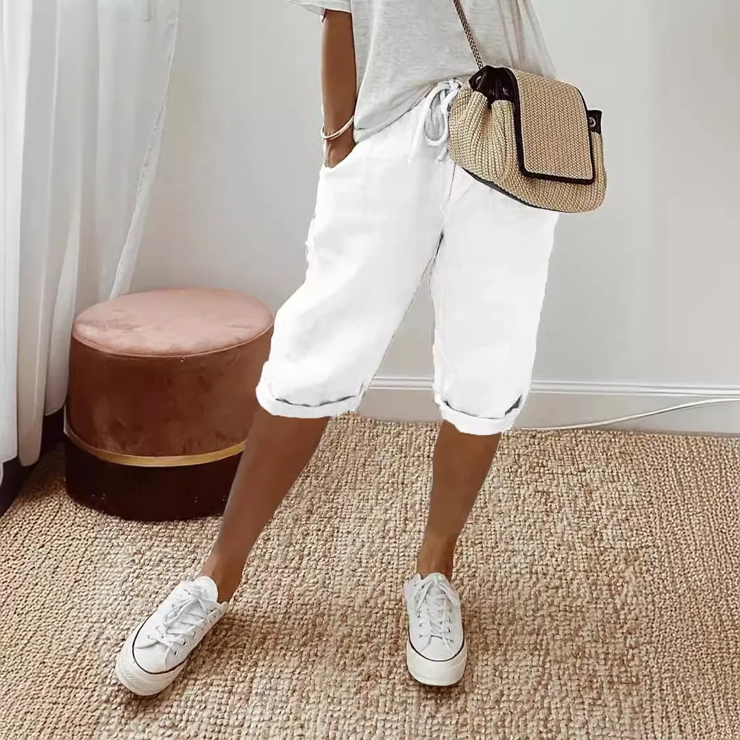 Pantalones informales de lino y algodón para mujer, corte holgado, cómodos, cintura en L, primavera 2026, fibra recubierta de Metal, sin elástico