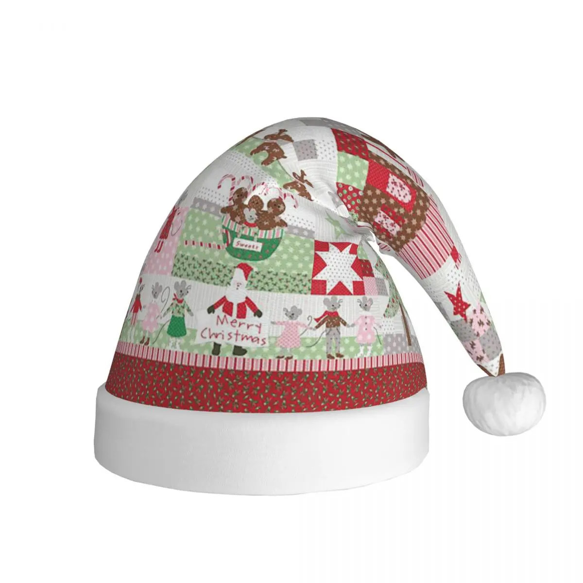 Merry Christmas Christmas Hats for Adult Men Women Nordic Geometry New Year Santa Hat Cap Xmas Gifts