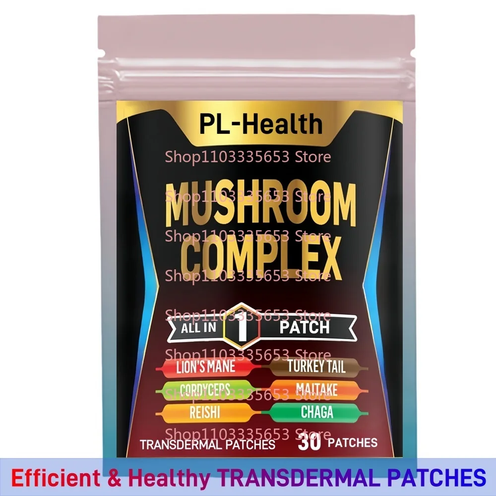 30 Patches Mushroom Complex Transdermal Patches Blend Cordyceps Sinensis, Reishi, Turkey Tail, Maitake, Chaga, Immune Support