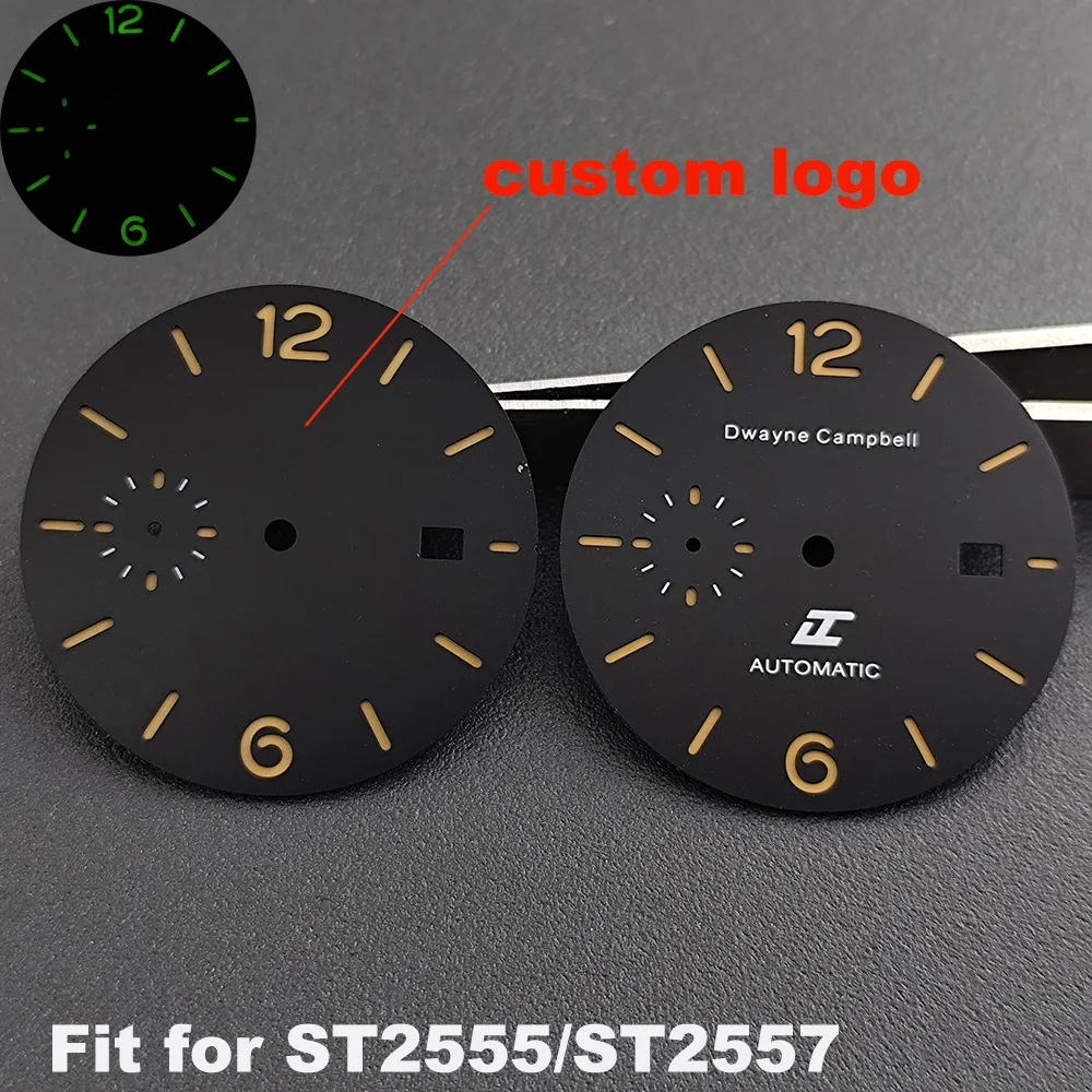 

Циферблат 34 мм ST2555/st2557, подходит для механизма ST2555/st2557, зеленый светящийся циферблат