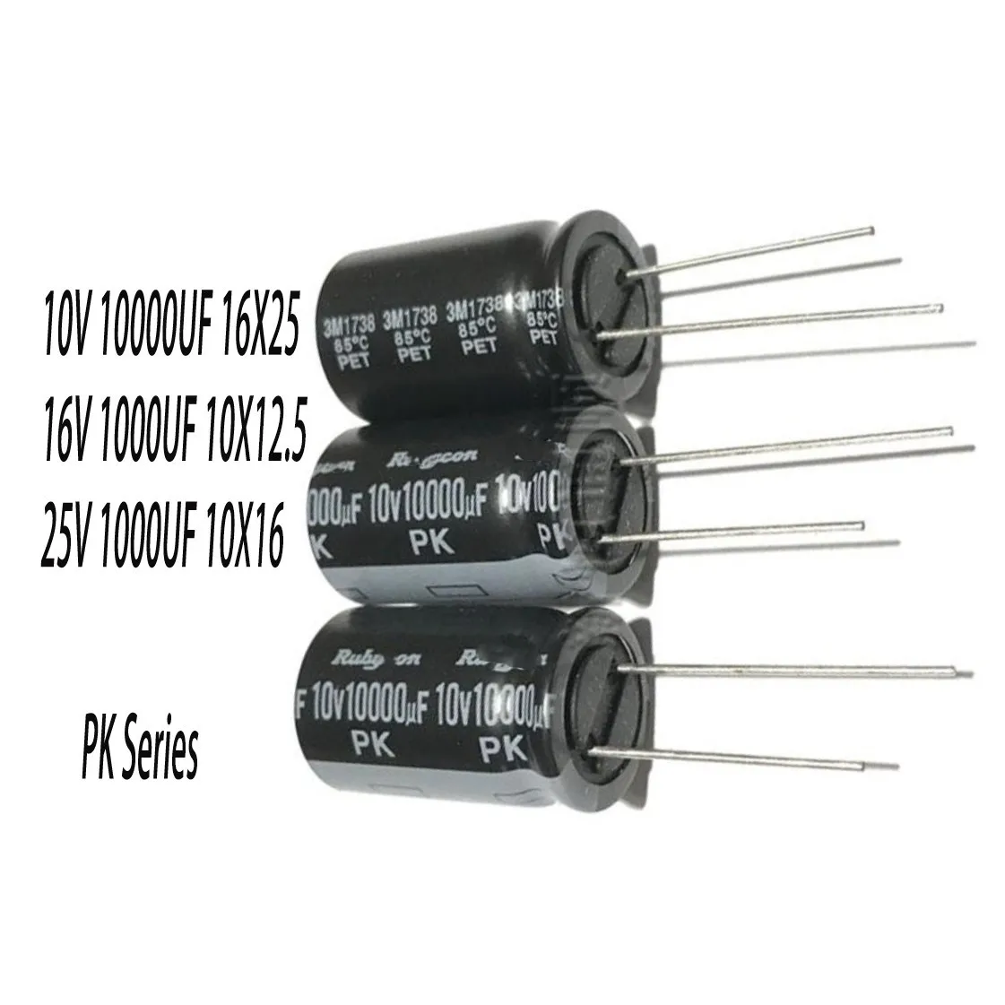 PK Series 16V 1000UF 10V 10000UF 25V 1000 μF uf DIP 2PIN Insert In-line Aluminum Electrolytic Capacitor  Original 85°C Standard