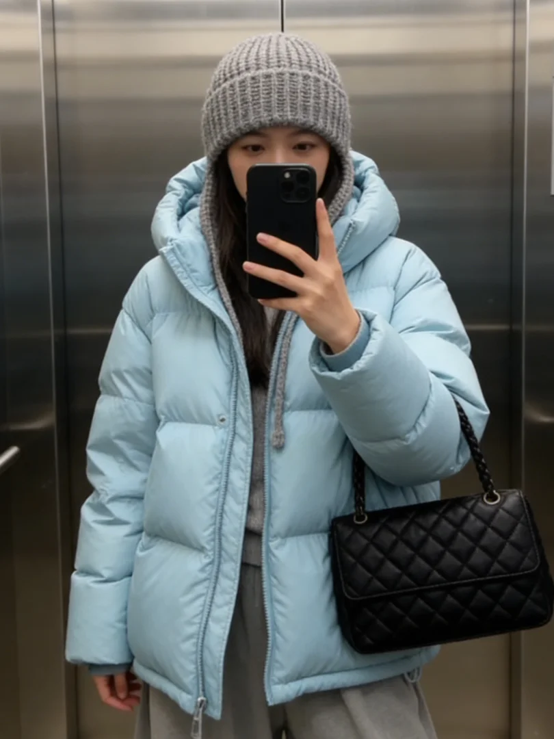 

Sli Korean ort Cotton Jaet 2025 Winter Thiened Warm Hooded Vest Commute Loose Fit Zipper Closure Color