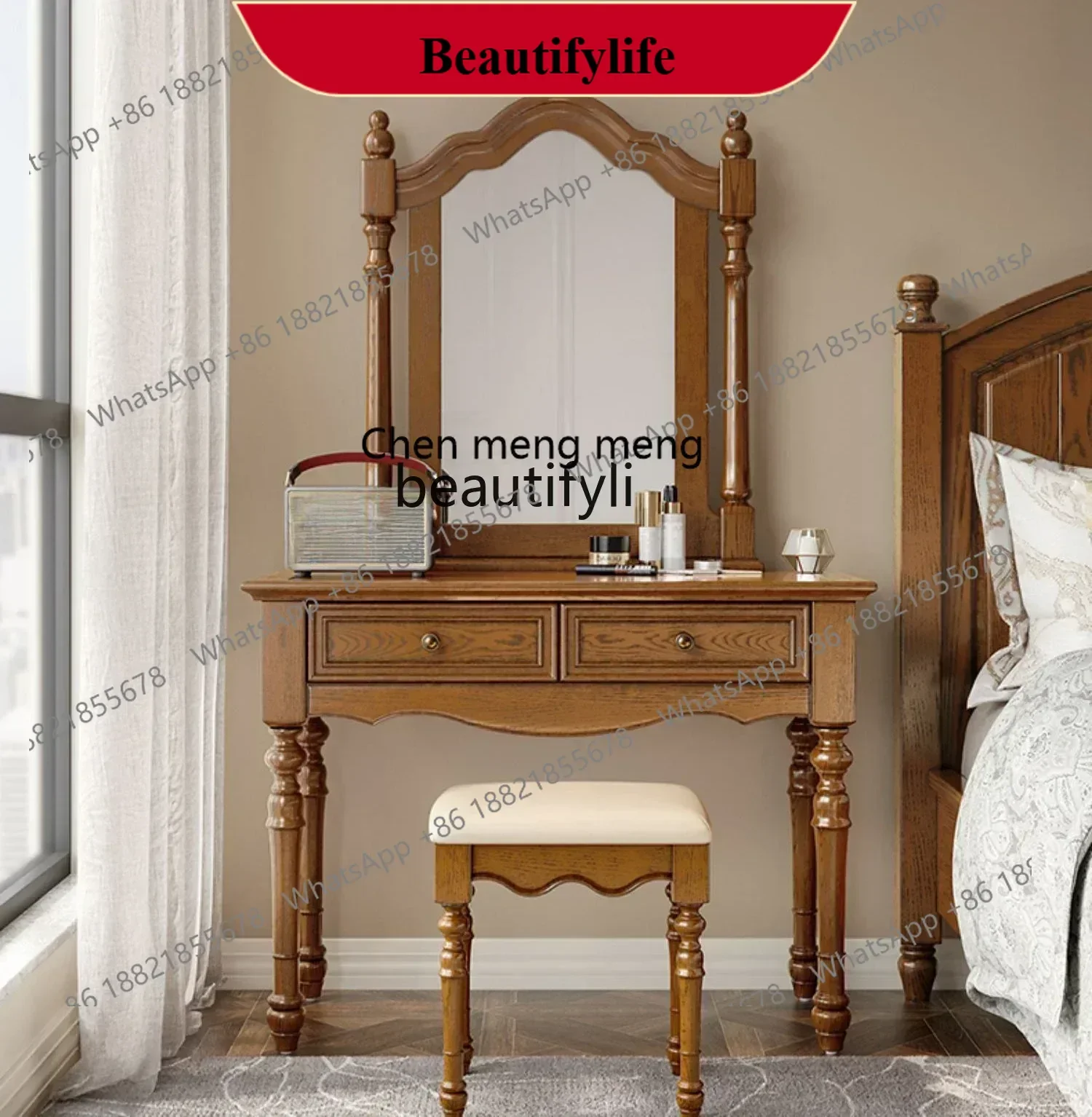 

D178 H American retro solid wood dresser bedroom ash wood American classical dresser