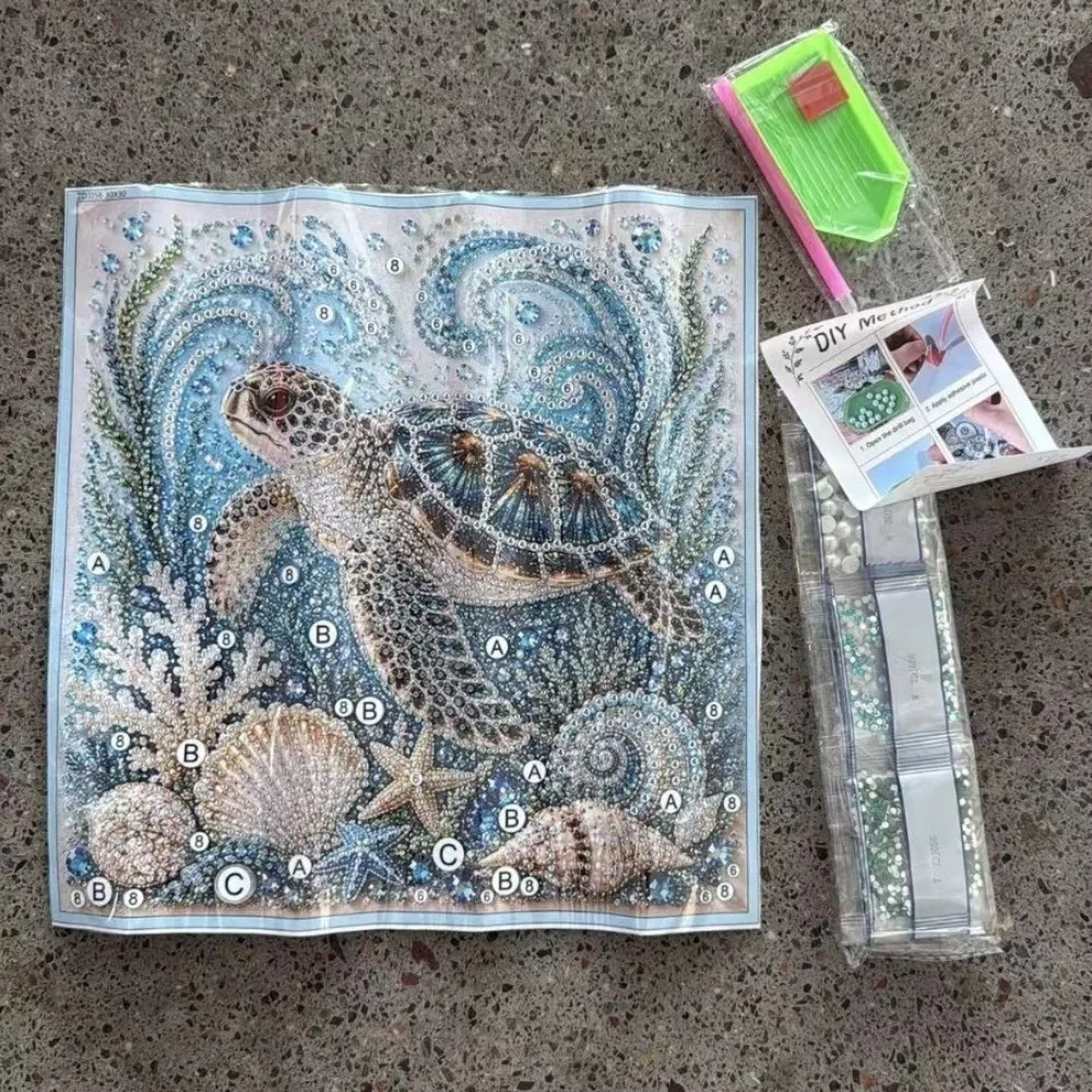 Coastal Style Ocean Theme Pearl Art DIY Kit Turtle Whale Ocean Diamond Art Set Durable Sparkling Pearl Diamond Painting