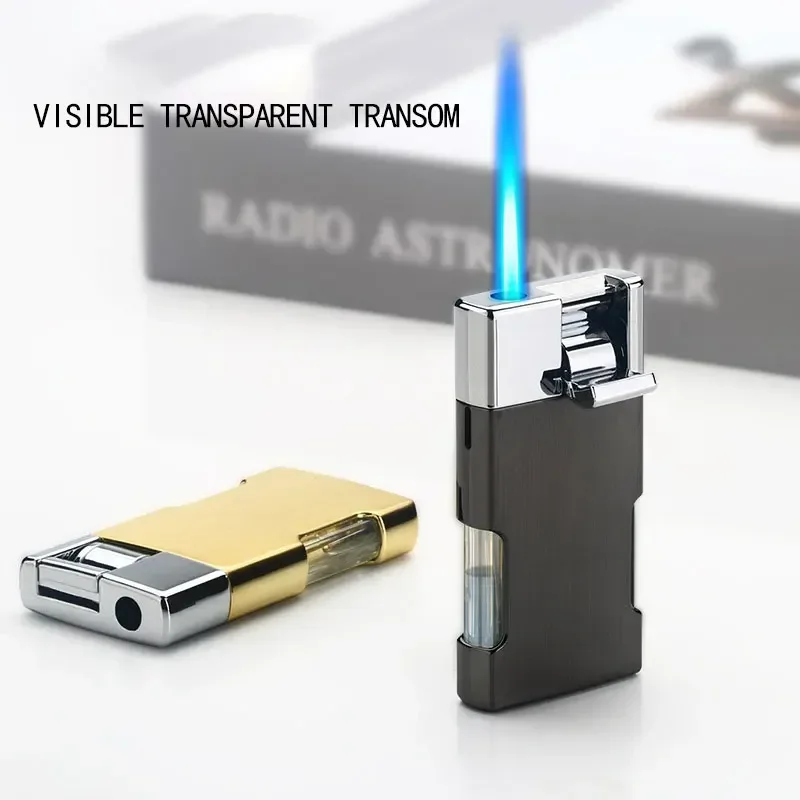 Metal New Stylish Blue Flame Metal Unusual Butane Gas Cigarette Cigar Lighter Mini Windproof Lighter Gadget Gift for Men