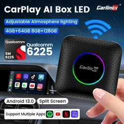 Android 13 CarlinKit CarPlay Smart Ai Box Wireless CarPlay e Android Auto Dongle USB Qualcomm 8-core per IPTV Netflix YouTube Google Play Store integrato GPS Sistemi intelligenti per auto