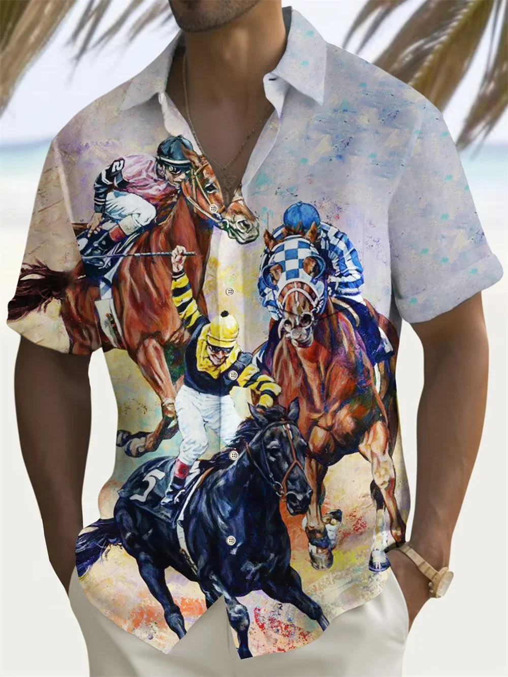 2024 Shirt Men's Short sleeved Shirt 3D Printed Art Passion Racing Men's Button Top Hawaii Fashion Party Play Daily Social