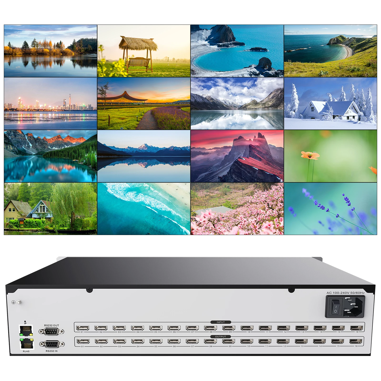 Matrix Switch 16x16 4K 30Hz 1080P120Hz Profesional Matrix Switch Splitter For HDMI 16 in 16 out HDCP Blu-ray 3D WEB/Panel/Remote