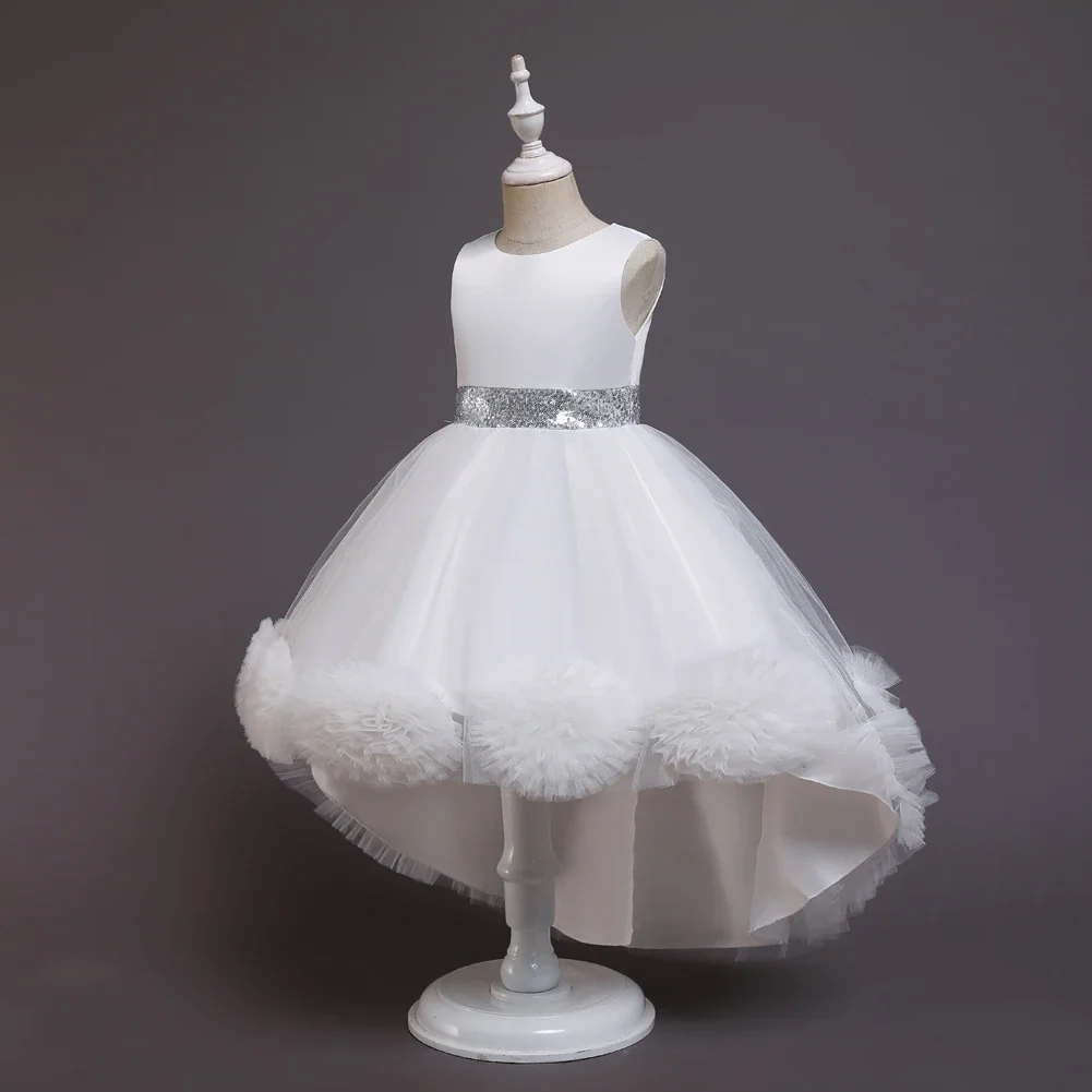 

Gauze Flower Ball Gown Performance Party Vestido Girls Party Dresses 6 Colors 100cm-150cm Children Princess Trailing Skirt