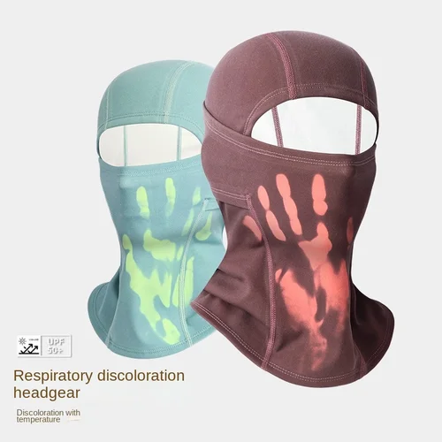 Imagen 2 del producto Pasamontañas termocrómico activado por el aliento, forro polar térmico de invierno, protección UV de verano, mascarilla facial de nailon para ciclismo, deportes al aire libre