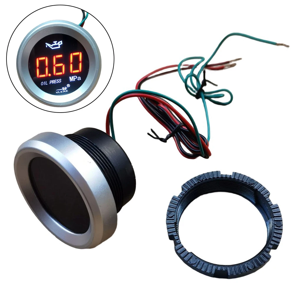 

Мониторинг двигателя, серебристый цифровой манометр масла, манометр масла для мотоцикла, компрессор, автоматический монитор давления масла