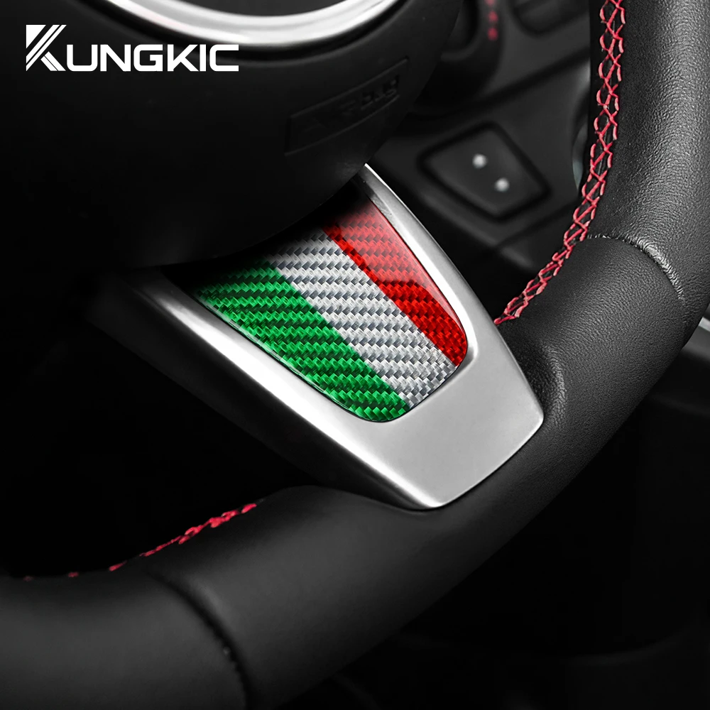 Real Hard Carbon Fiber Sticker For Fiat 500 Abarth 595 2012 2013 2014 2015 Car Bottom Tricolor Interior Trim Accessories