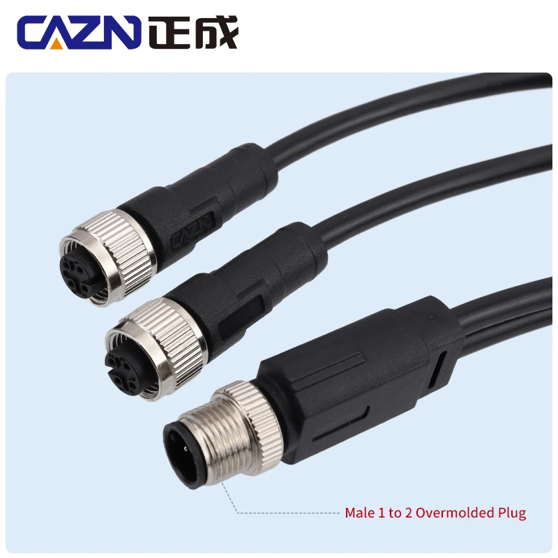 Factory 1 Meters M12 Splitter 2 3 4 5 6 8 12 Pins Male to Female Adapter Connector Sensor Actuator Moulded Cables PVC PUR