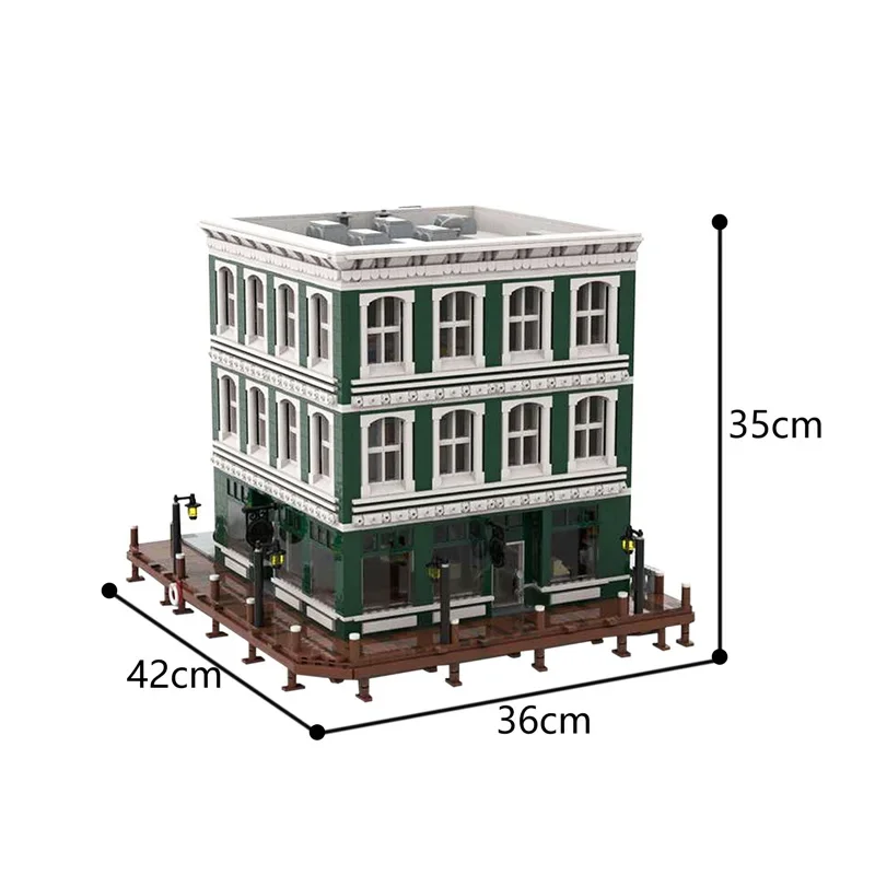 MOC Country House Architecture Building Blocks City Street View Bricks Set Bookstore Shop Lion Tavern Toy Gifts for Children