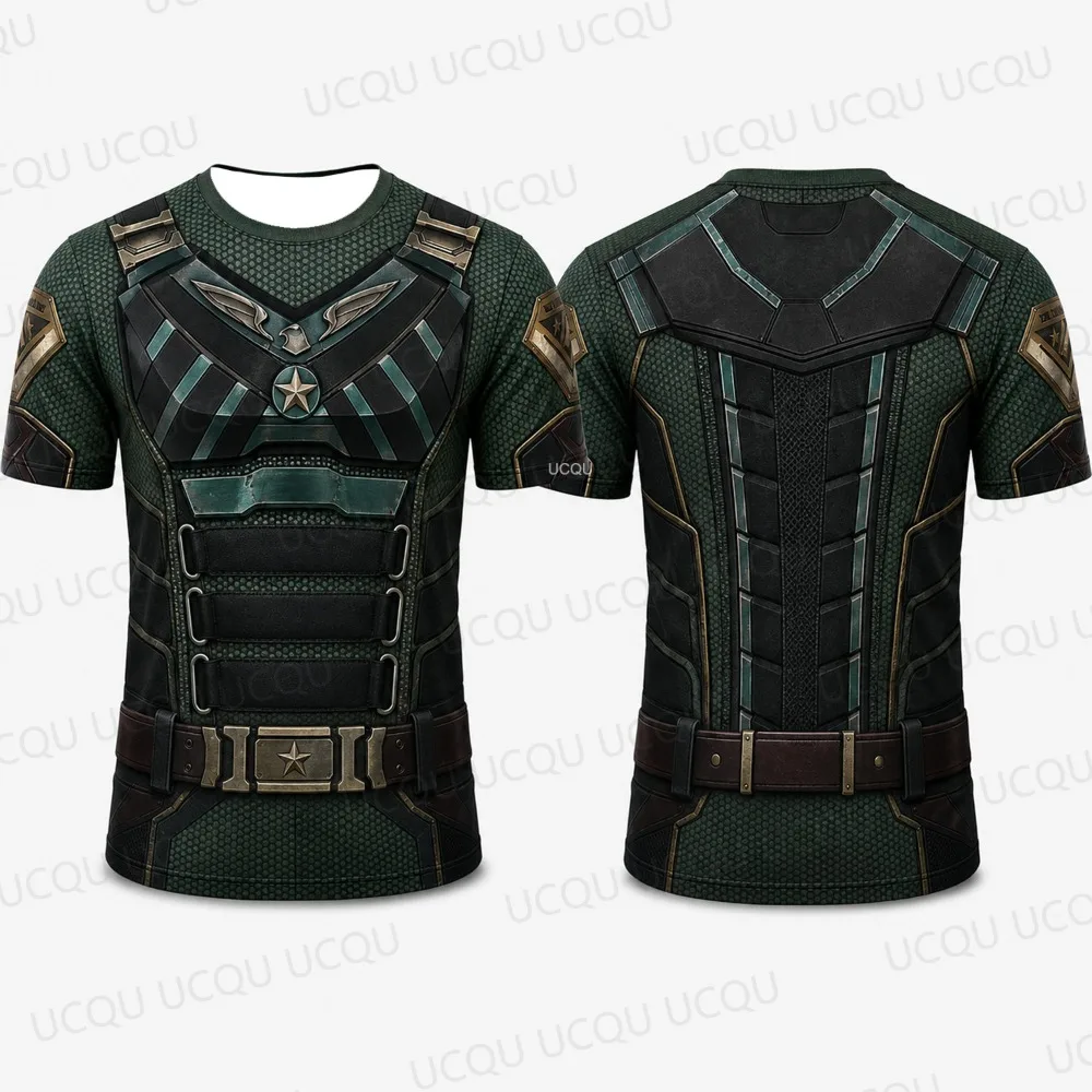 The Boys Homelander Inspired Cosplay T-shirt Blue Gold Superhero Costume Tee Shirt Summer Men's Women Kids Short Sleeved Top