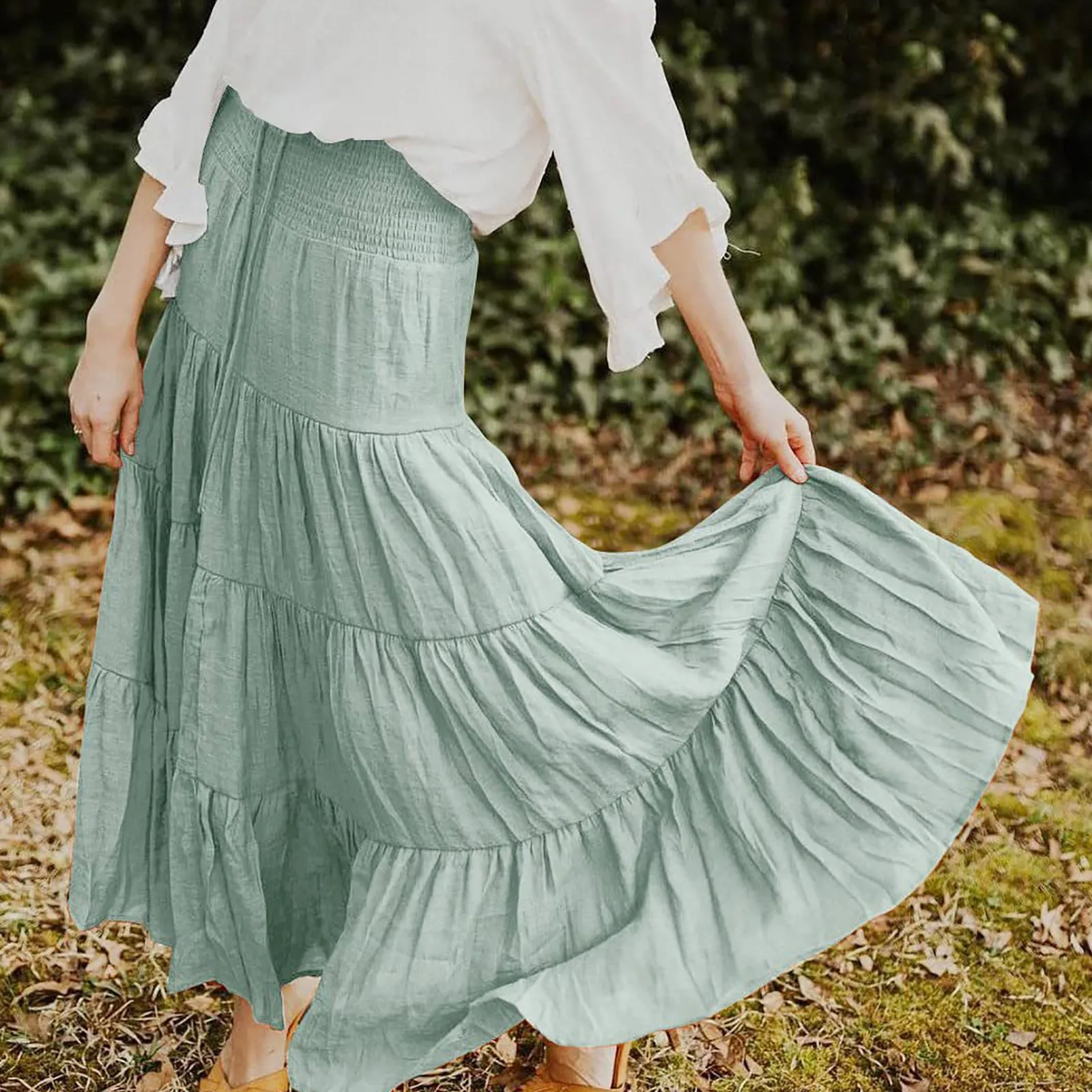 Summer Autumn High Waist Lace Up Wide Leg Skirt Pants Women Loose Casual Fashion All-Match Solid Color Trousers Odzież damska