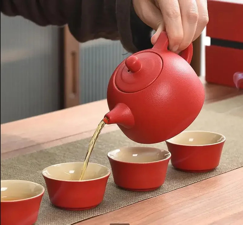 

Ceramic Kung Fu Tea Set Gift Box Teapot Teacup Caddy Home Office Making Tools Accessories Teaware Sets