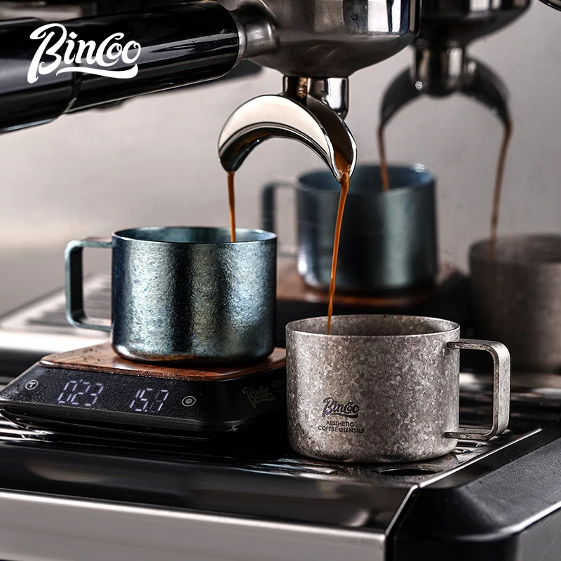 Bincoo Pure Titanium Coffee Mug, Grade Lightweight Single Wall Espresso Cup with Square Handle, Handmade Anodized Colorful