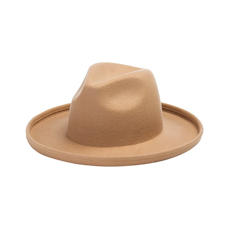 Fedora Hat Crimping Felt Hat Luxury Man Women Hats Fashion Formal Wedding Decorate Camel Panama Cap Fedoras Gorras Para Mujer