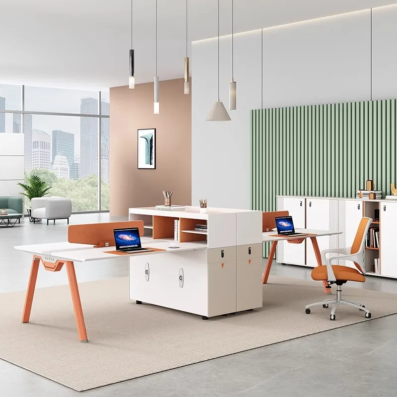 Customized office desk and chair combination simple modern staff table four-person card seat work station computer