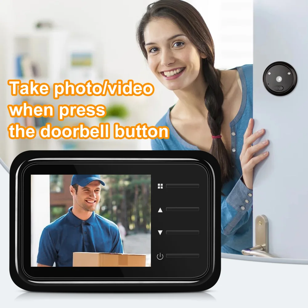 Wsdcam 2.4Inch Video Doorbell Night Vision Peephole Doorbell Camera Video Eye Door Bell Home Safety Protection Peephole Viewer