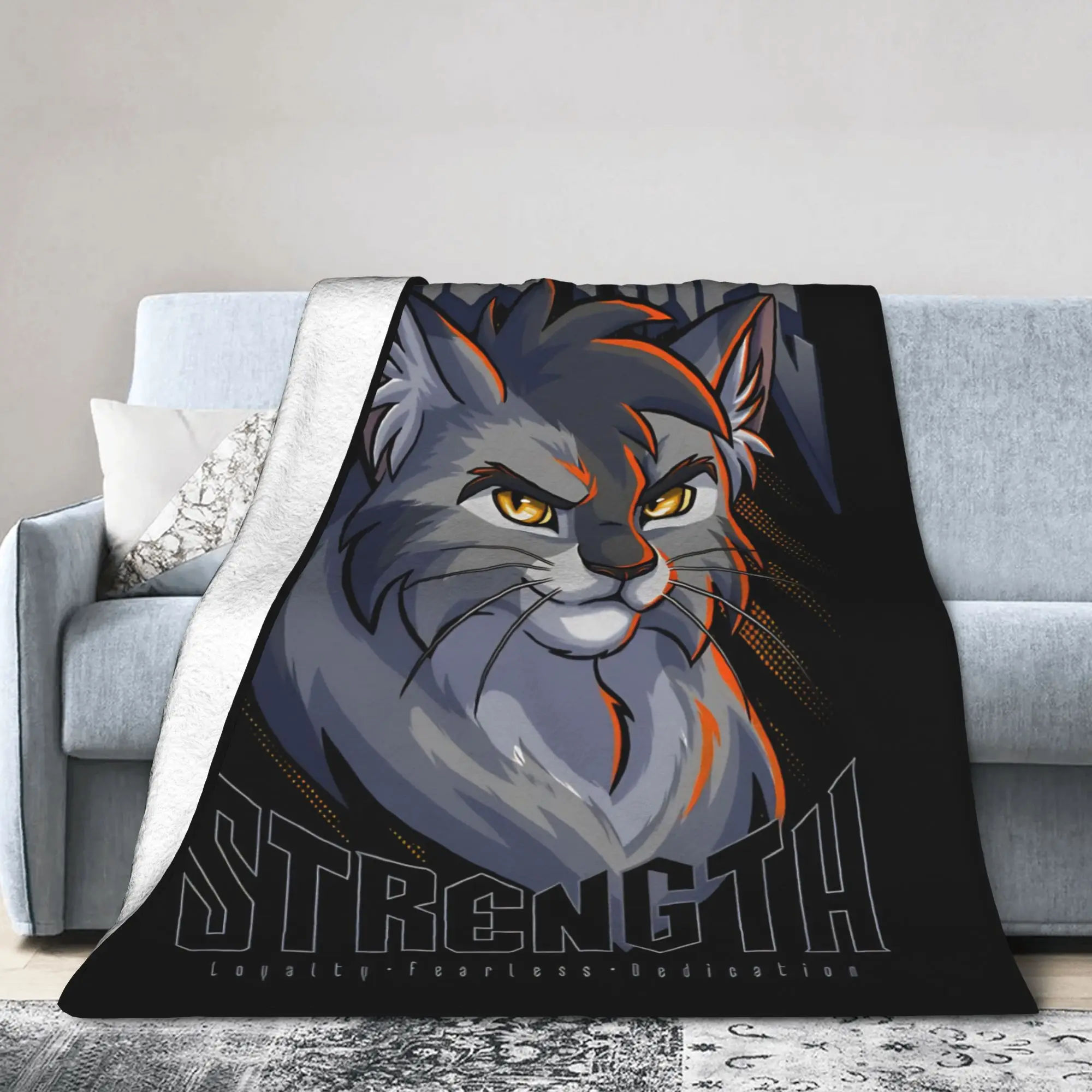 Graystripe Cats Thunder-Clan Blanket Warriors FireStar Flannel Bedding Throw Blankets Home Couch Ultra-Soft Gift Breathable