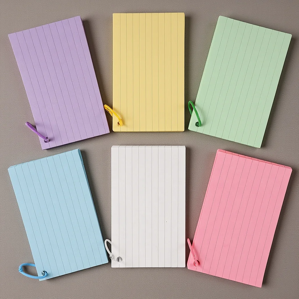 

Blank Index Note Cards Colored Lined Flashcards with Binder for Learning Memory Study Office Portable Pre Hole Punched Notepads