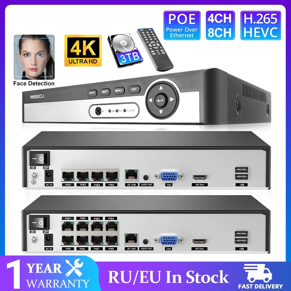 Neue H.265 4CH 8CH 1080P 5MP 8MP 4K Ultra HD POE NVR Netzwerk Gesichtserkennung Video Recorder für Sicherheit POE IP Kamera ONVIF