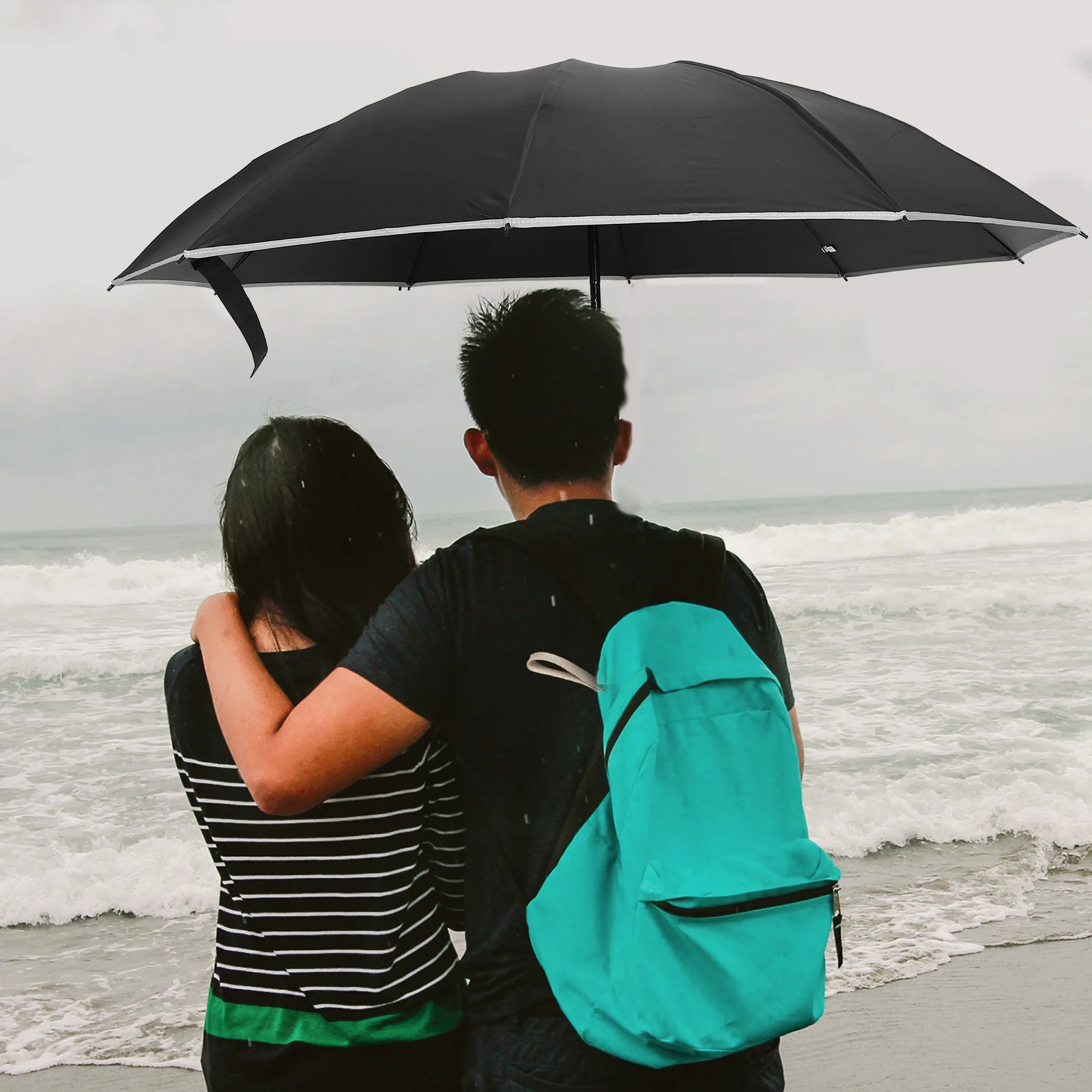 

Large Automatic Open Close Umbrella Wind Resistant Uv Protection Rain Sun Dual Coverage Portable Bike Car