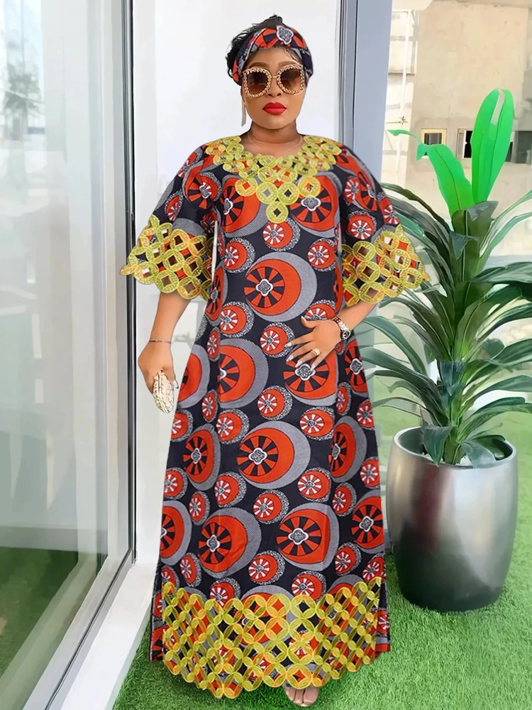 2024 Africa Clothing Traditional Wax Dresses For Women African Party Evening Gowns Ankara Dashiki Print Outfits Plus Size Dress