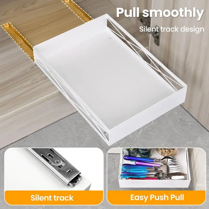 

Pull Out Drawers For Cabinets Pull Out Cabinet Shelf For Kitchen White Pull-Out Home Organizers Multifunctional Slide Out