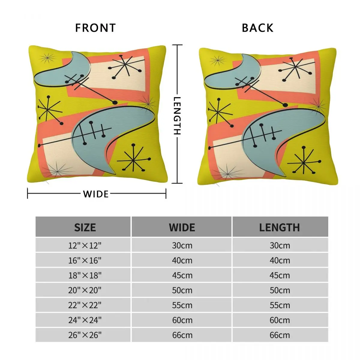 Atomic Inspired Boomerang Square Pillowcase Polyester Linen Velvet Creative Decor Throw Pillow Case Sofa Seater Cushion Cover