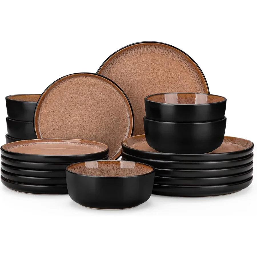 

Наборы тарелок и мисок, 18 предметов, наборы столовой посуды из камня для 6 кухонных блюд, набор керамической посуды для микроволновой печи и мытья в посудомоечной машине