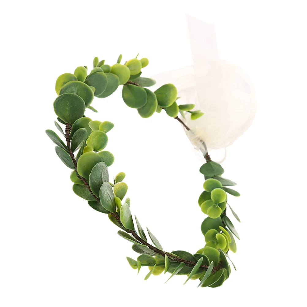 

Wreath Bridal Headpiece Vine Leaf Green Artificial Flowers Wedding Headdress Bridesmaid Accessories Women Headwear Decor