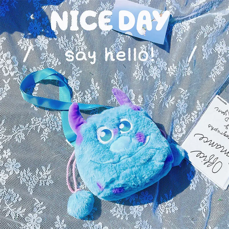 Kawaii Monsters, Inc. Anime Goods Cartoon Cute James P. Sullivan Plush Bucket Bag Crossbody Bag Student Doll Shoulder Bag