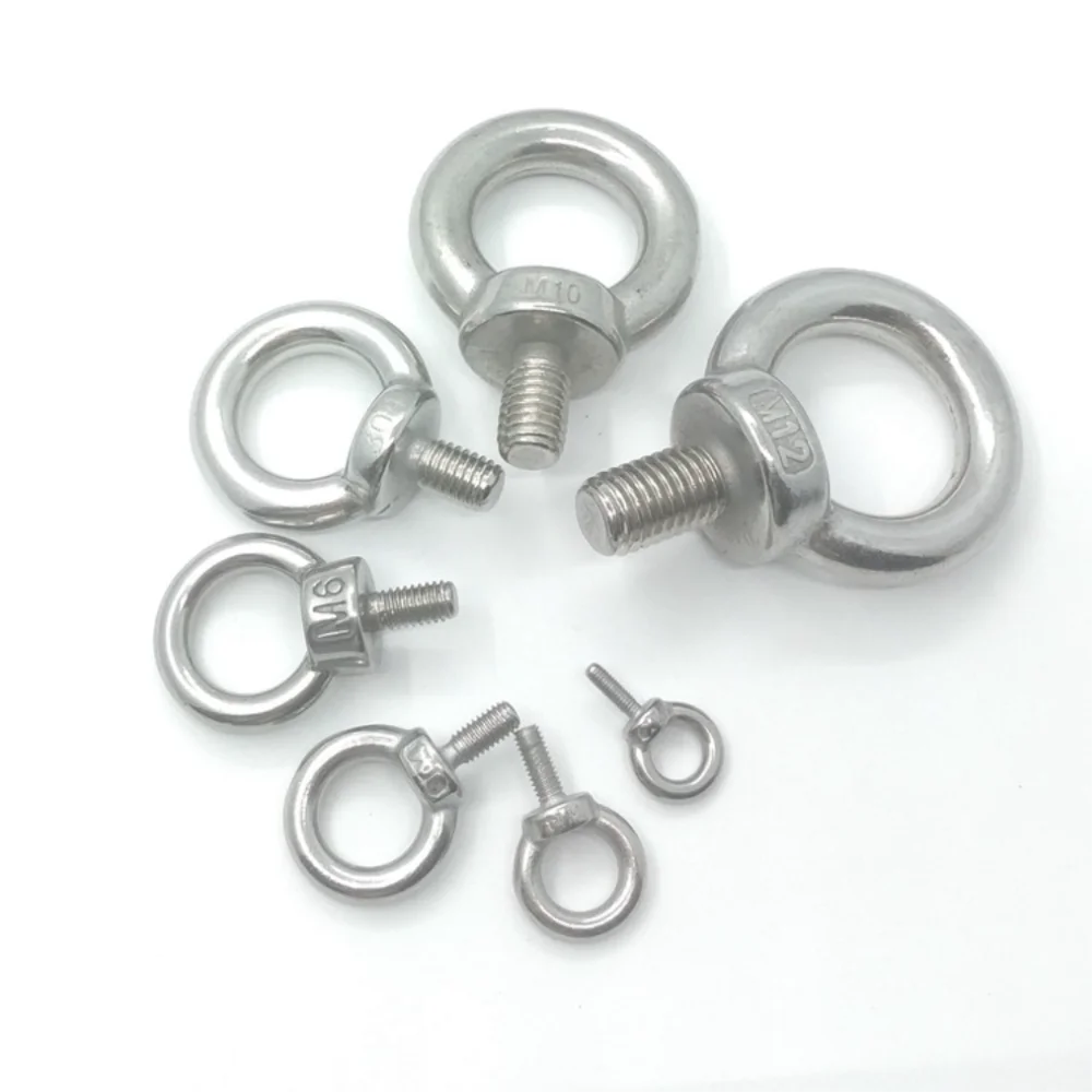 1-5pcs M3 M4 M5 M6 M8 M10 M12 DIN580 Eye Bolt 304Stainless Steel Marine Lifting Eye Screws Ring Loop Hole for Cable Rope Eyebolt