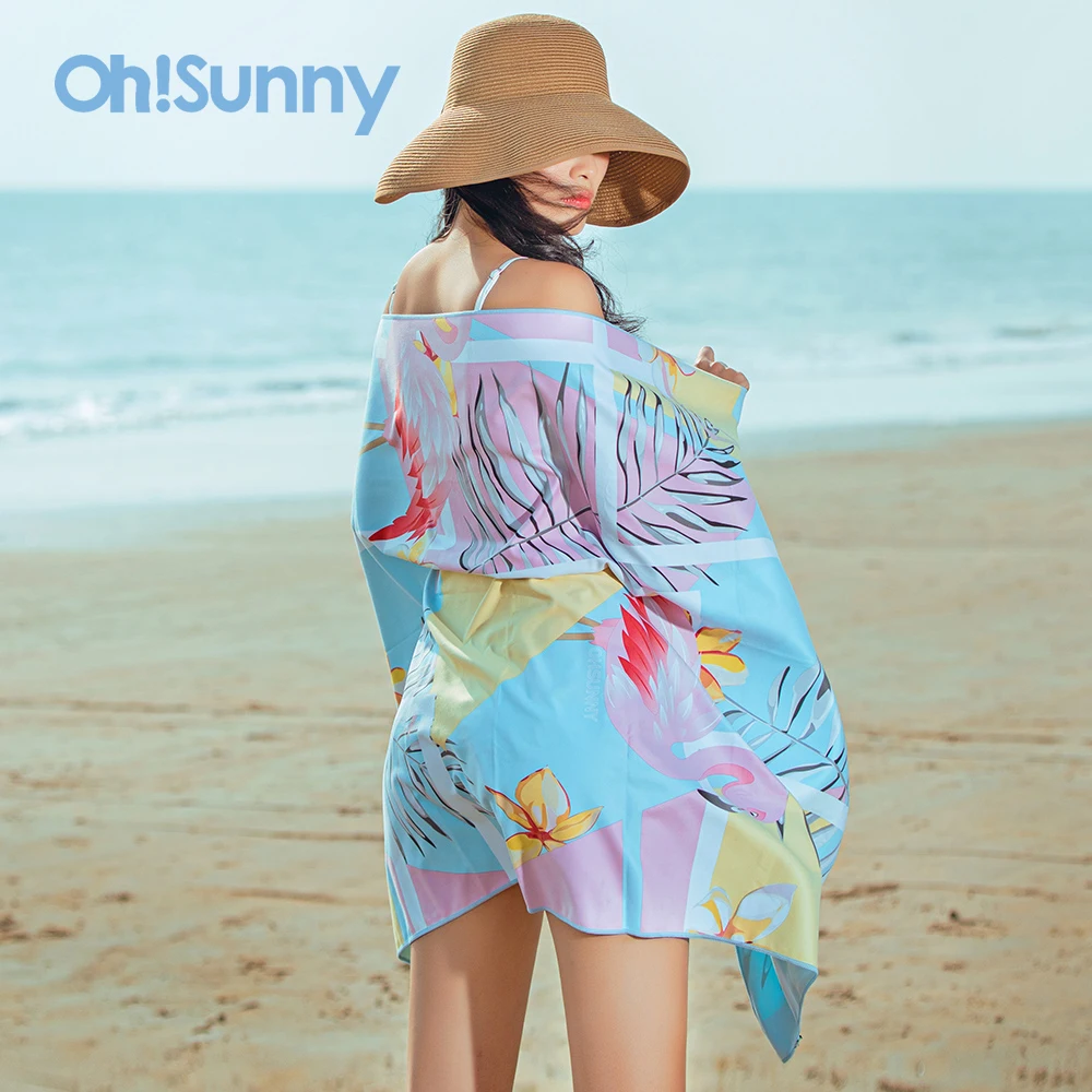 

Ohsunny Summer Fashion Beach Towel men's and women's Lightweight Breathable Shawl Printing Sunscreen Top Cover-Ups