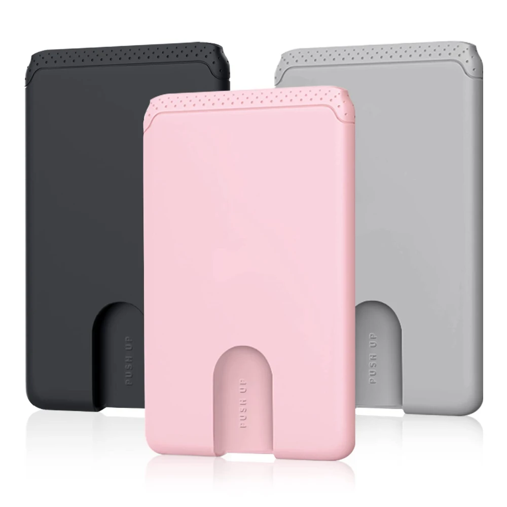 Support de téléphone adhésif, porte-cartes de crédit, adhésif en silicone souple, portefeuille mobile compatible avec tous les smartphones, portefeuille de téléphone compatible