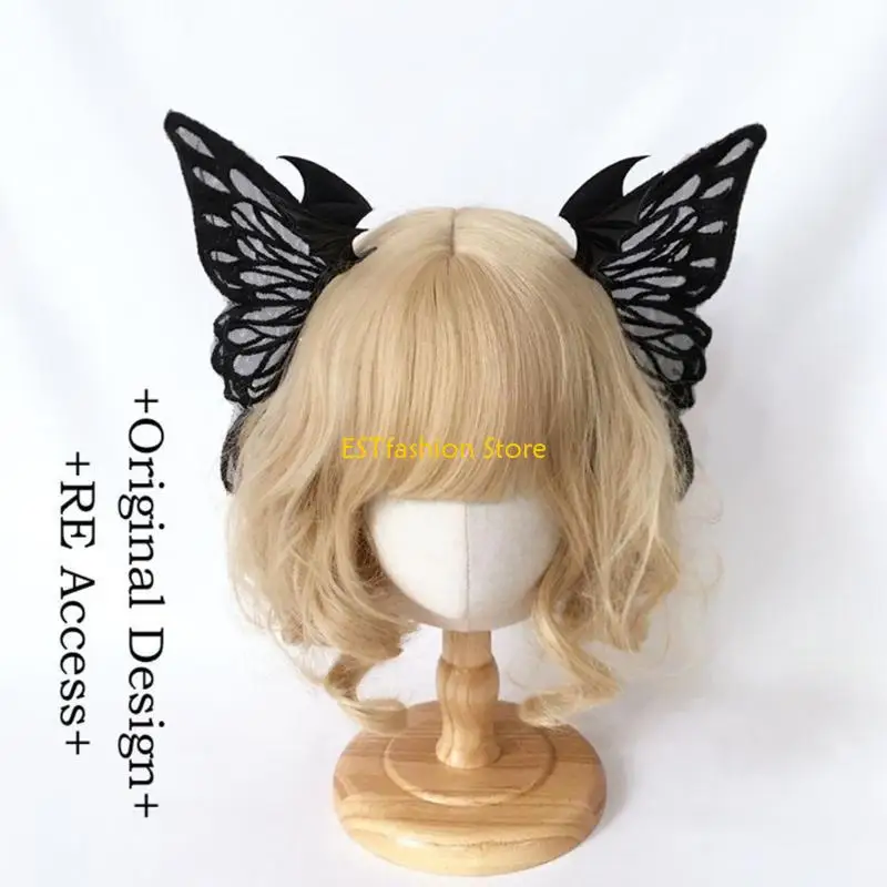 

Y5GC Bat Wing Hair Clip Devil Wing Hair Clip Black Butterfly Hair Clip Goth Barrettes