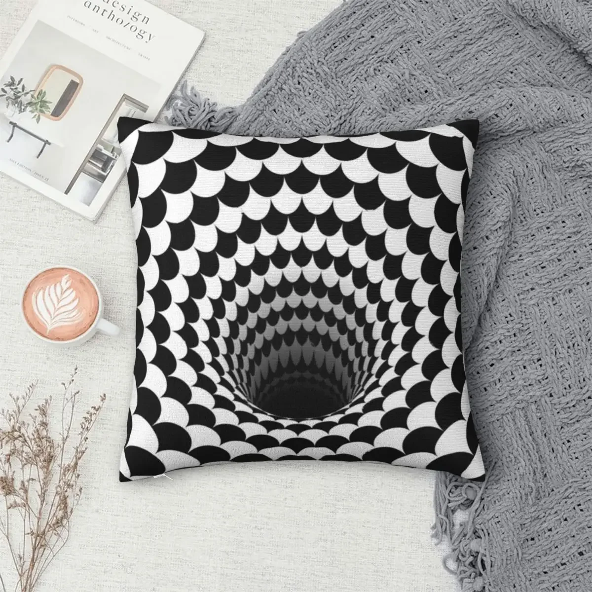 

Optical Illusion Black Hole Scales Pillowcase Polyester Pillows Cover Cushion Comfort Throw Pillow Sofa Decorative Cushions Used