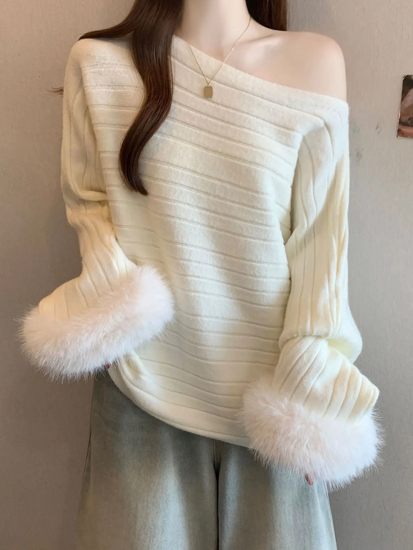 

Женский вязаный свитер больших размеров с длинными рукавами, повседневный, свободного кроя, осенне-зимний, визуально стройнящий топ