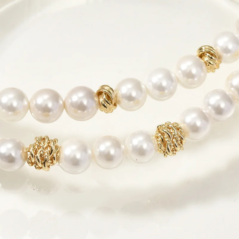 Copper-plated 14k Gold Color-preserving Twist Winding Braided Round Beaded DIY Bracelet Necklace Ear Jewelry Accessories